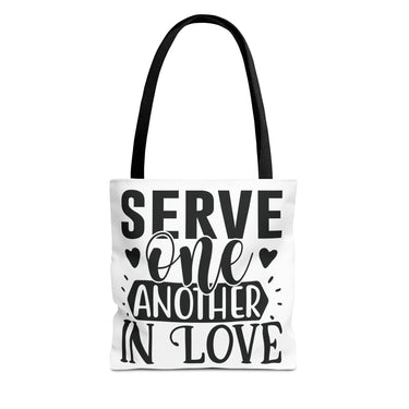 Faith Culture - Serve One Another in Love Christian Tote Bag - Galatians 5:13 Bible Verse 13" × 13'' Black