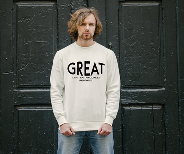 Great Is His Faithfulness Christian Sweatshirt | Lamentations 3:23 Scripture Apparel