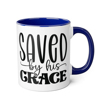 Faith Culture - Saved by His Grace - Christian Accent Coffee Mug, 11oz Blue 11oz