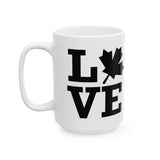 Faith Culture – LOVE Maple Leaf Mug – 11oz & 15oz | Bold Canadian Pride Gift Cup 15oz