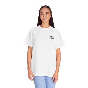 Faith Culture – Set Free Christian T-Shirt – White | Inspired by John 8:36