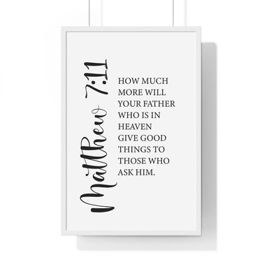 Faith Culture - Matthew 7:11 Christian Scripture Wall Art Good Gifts from the Father 20" x 30" White