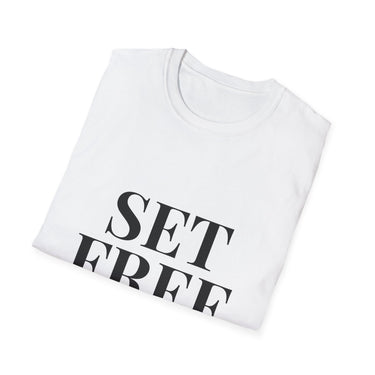 Faith Culture – Set Free John 8:36 Unisex T-Shirt – White | Elegant Christian Tee on Freedom Through Christ