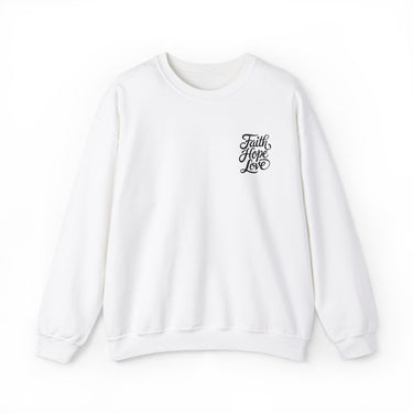 Faith Culture – Faith Hope Love – Christian Unisex Crewneck Sweatshirt White