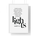 Faith Culture - James 1:17 Christian Scripture Wall Art Father of Lights 20" x 30" White