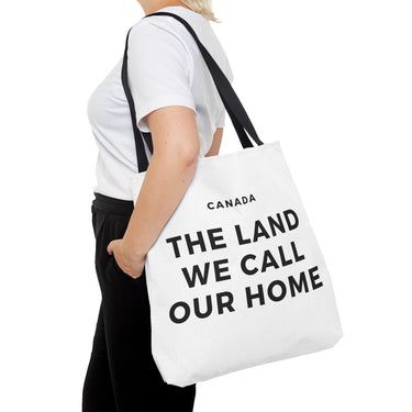 Faith Culture β The Land We Call Our Home Tote Bag | Sentimental Canadian Heritage Carryall 18" Γ 18'' Black