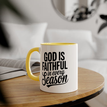 Faith Culture - God Is Faithful in Every Season - Christian Accent Coffee Mug, 11oz