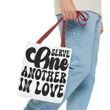 Faith Culture - Serve One Another in Love Christian Tote Bag - Inspirational Bible Verse Galatians 5:13