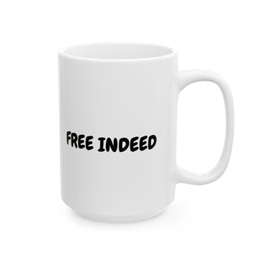 Faith Culture - Free Indeed Christian Coffee Mug – Inspirational Scripture Drinkware, 11oz & 15oz