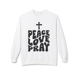 Faith Culture - Peace Love Pray Christian Sweatshirt | Inspiring Faith and Everyday Comfort White