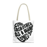 Faith Culture - Serve One Another in Love Christian Tote Bag - Galatians 5:13 Bible Verse 18" × 18'' Beige