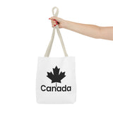 Faith Culture β Canada Maple Leaf Tote Bag | Bold Black & White Canadian Carryall 13" Γ 13'' Beige