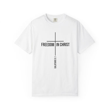 Freedom in Christ T-Shirt | Galatians 5:1 Christian Apparel White