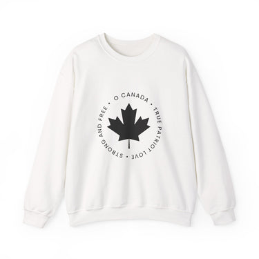 Faith Culture – O Canada Circle Maple Leaf Crewneck Sweatshirt – White | True North Canadian Pride Pullover