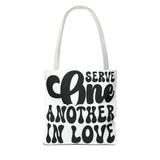 Faith Culture - Serve One Another in Love Christian Tote Bag - Inspirational Bible Verse Galatians 5:13