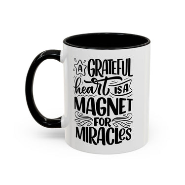 Faith Culture - A Grateful Heart Is a Magnet for Miracles Christian Thanksgiving Accent Coffee Mug, 11oz and 15oz