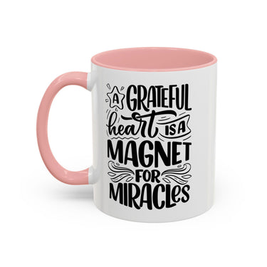 Faith Culture - A Grateful Heart Is a Magnet for Miracles Christian Thanksgiving Accent Coffee Mug, 11oz and 15oz