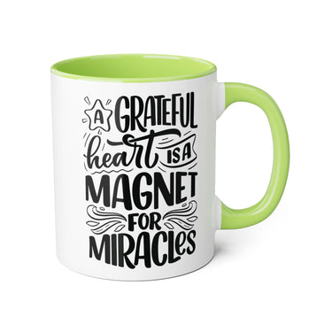 Faith Culture - A Grateful Heart is a Magnet for Miracles - Christian Thanksgiving Accent Mug, 11oz