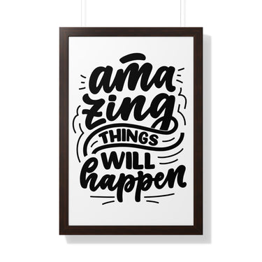 Faith Culture - Amazing Things Will Happen - Christian Thanksgiving Wall Art 20" x 30" Walnut
