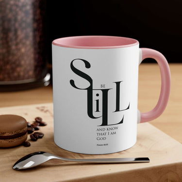 Faith Culture - Be Still and Know - Christian Ceramic Coffee Mug, 11oz Pink 11oz