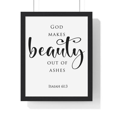 Faith Culture - Beauty for Ashes - Isaiah 61:3 - Christian Wall Art 11″ x 14″ Black