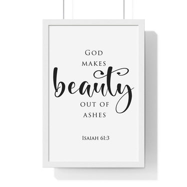 Faith Culture - Beauty for Ashes - Isaiah 61:3 - Christian Wall Art 12″ x 18″ White