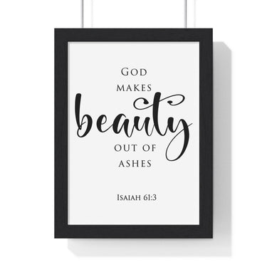 Faith Culture - Beauty for Ashes - Isaiah 61:3 - Christian Wall Art 8" x 11" Black