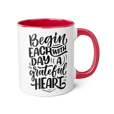 Faith Culture - Begin Each Day with a Grateful Heart - Christian Thanksgiving Accent Mug, 11oz