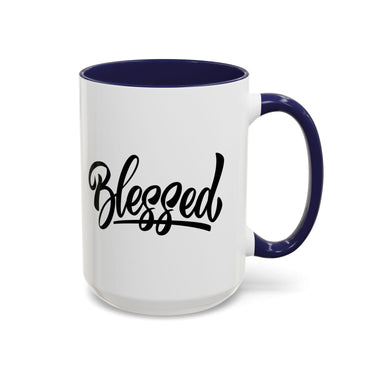 Faith Culture - Blessed - Christian Thanksgiving Accent Coffee Mug, 11oz and 15oz 15oz Navy