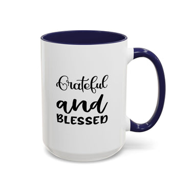 Faith Culture - Blessed - Christian Thanksgiving Accent Coffee Mug, 11oz and 15oz 15oz Navy