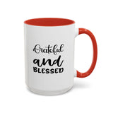 Faith Culture - Blessed - Christian Thanksgiving Accent Coffee Mug, 11oz and 15oz 15oz Red