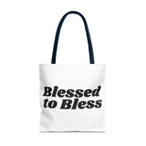 Faith Culture - Blessed to Bless Christian Tote Bag Thanksgiving Gift Everyday Carryall 18" × 18'' Navy