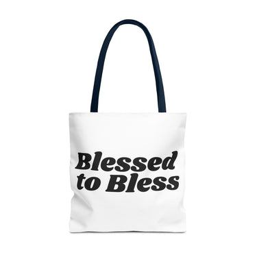 Faith Culture - Blessed to Bless Christian Tote Bag Thanksgiving Gift Everyday Carryall 18" × 18'' Navy