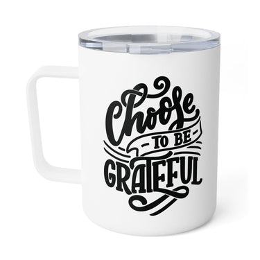 Faith Culture - Choose to Be Grateful - Christian Thanksgiving Insulated Coffee Mug, 10oz 10oz White