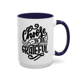 Faith Culture - Choose to Be Grateful Christian Thanksgiving Accent Coffee Mug, 11oz and 15oz 15oz Navy