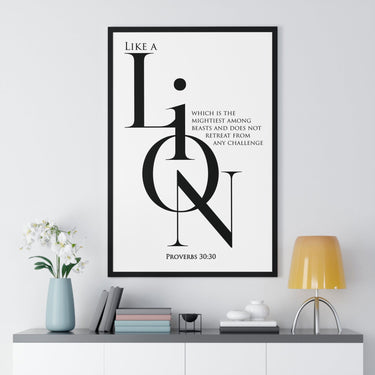 A Lion, Mighty Among Beasts - Proverbs 30:30 Wall Art 24″ x 36″ Black