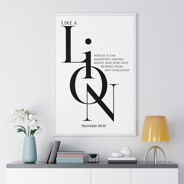 A Lion, Mighty Among Beasts - Proverbs 30:30 Wall Art 24″ x 36″ White