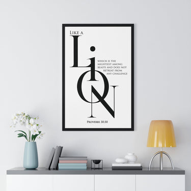 A Lion, Mighty Among Beasts - Proverbs 30:30 Wall Art 20" x 30" Black