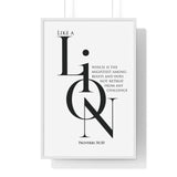 Faith Culture - Christian Home Décor - A Lion, Mighty Among Beasts - Proverbs 30:30 Wall Art 24″ x 36″ White