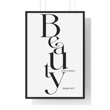 Faith Culture - Christian Home Décor - Crown of Beauty Instead of Ashes - Isaiah 61:3 Wall Art 24″ x 36″ Black
