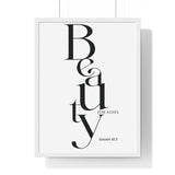 Faith Culture - Christian Home Décor - Crown of Beauty Instead of Ashes - Isaiah 61:3 Wall Art 18″ x 24″ White