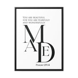 Faith Culture - Christian Home Décor - Eternal Reflection - Psalm 139:14 Wall Art 24" x 32" (Vertical) Black 1.25"