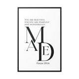 Faith Culture - Christian Home Décor - Eternal Reflection - Psalm 139:14 Wall Art 32″ x 48″ (Vertical) Black 1.25"