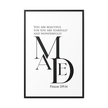 Faith Culture - Christian Home Décor - Eternal Reflection - Psalm 139:14 Wall Art 32″ x 48″ (Vertical) Black 1.25"