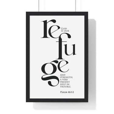 Faith Culture - Christian Home Décor - God is Our Refuge and Strength - Psalm 46:1-2 Wall Art 12″ x 18″ Black