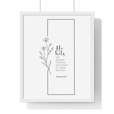 Faith Culture - Christian Home Décor - Healer of Brokenness - Psalm 147:3 Wall Art 16" x 20" White