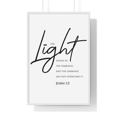 Faith Culture - Christian Home Décor - Radiant Dawn - John 1:5 - Christian Wall Art 24″ x 36″ White