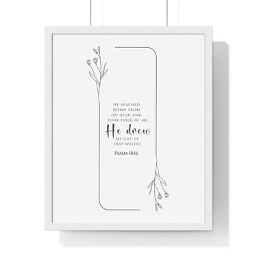 Faith Culture - Christian Home Décor - Rescuer - Psalm 18:16 Wall Art 16" x 20" White