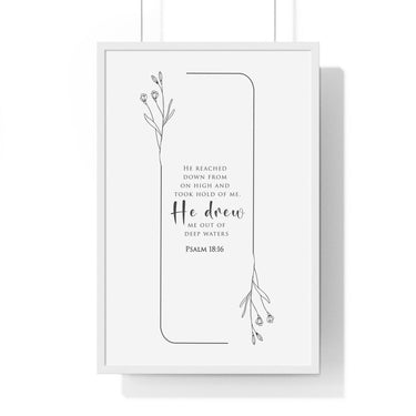 Faith Culture - Christian Home Décor - Rescuer - Psalm 18:16 Wall Art 20" x 30" White
