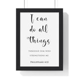 Faith Culture - Christian Home Décor - Strength in Faith - Philippians 4:13 Wall Art 8" x 11" Black